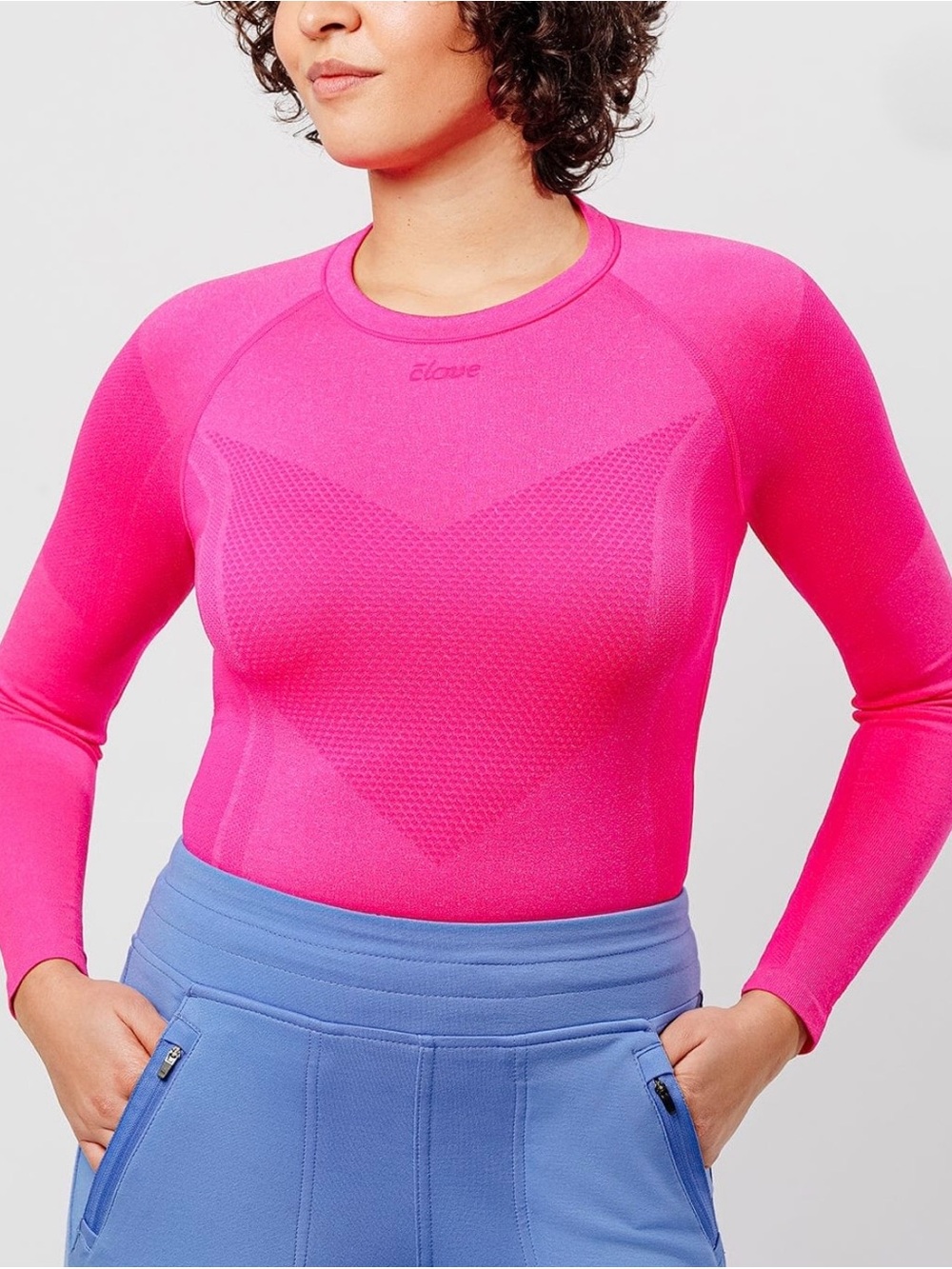 New Clove Featherlite Underscrub Hot Pink Long Sleeve Scrub Top